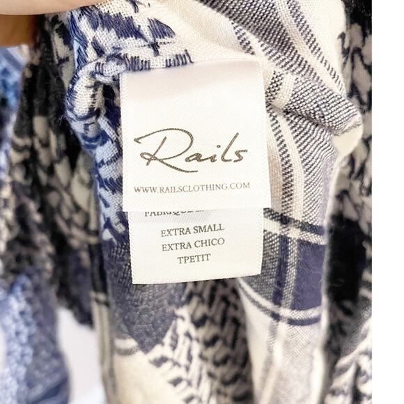 Rails Lily Blouse in Sapphire Jacquard Long Sleeve Lace Up Front Size XS - Picture 7 of 11